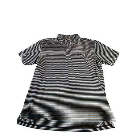 Peter Millar Summer Comfort Polo Mens Sz XXL Stripes Black White Orange Golf - Picture 1 of 8